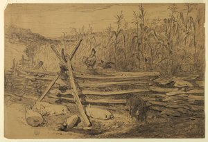 农场场景 作者 沃尔特·斯劳（Walter Shirlaw）