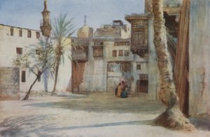 在Tentmakers Bazaar附近的一个庭院，开罗颜色litho 作者 沃尔特·斯潘塞·斯坦霍普·特惠特