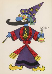 儿童图书中的人物：魔术师（彩色石版印刷）
