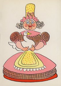 儿童读物中的人物：鹅妈妈（彩色石版印刷） 作者 沃尔特·特里尔