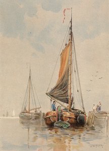 马斯河上的荷兰船（彩色石版画） 作者 沃尔特·威廉·梅