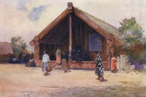 新西兰：雕刻屋，奥海内穆图（彩色石版画）