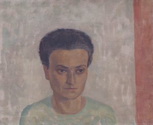 身着绿色上衣的 S. Schönberger 女士 作者 瓦尔特·加梅里斯