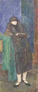 毛领黑帽站立女士 作者 瓦尔特·加梅里斯