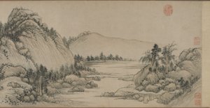 1672年清朝黄公望之后居住在富春山（纸上的墨水和颜色）