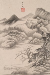 各种古代大师风格的山水画：董源（活动于 934 年