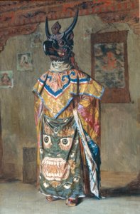穿着节日服装的喇嘛在锡金的Pemyonchi修道院 作者 Wassili W.Werestschagin