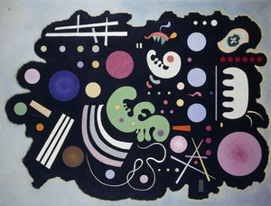 黑色拼布；诺·比加雷（Noir Bigarre） 作者 瓦西里·康定斯基