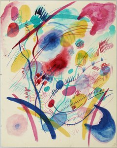 红、蓝、绿、黄组成，1913年。 作者 瓦西里·康定斯基
