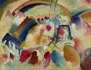 与教会的风景（与红色斑点的风景我）。 1913年 作者 瓦西里·康定斯基