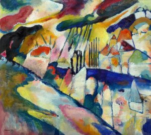 景观与雨。 1913年 作者 瓦西里·康定斯基