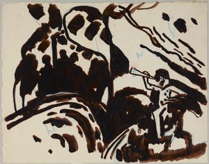 吹号骑士的风景画 作者 瓦西里·康定斯基