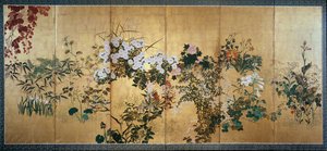 秋冬花屏风，18世纪初