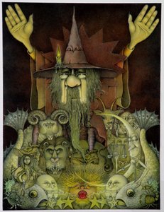 十二生肖魔术师（纸上铅笔和彩色蜡笔）