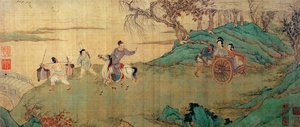 张同学在休憩亭向情人盈盈告别，插图为“西乡记”