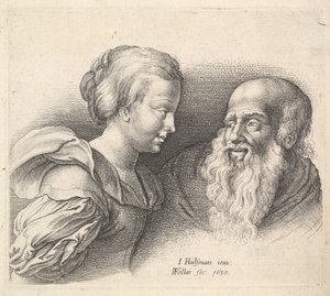 一位老人和一个女孩，效仿于赫尔曼，1635年。 作者 瓦茨劳斯·霍拉尔