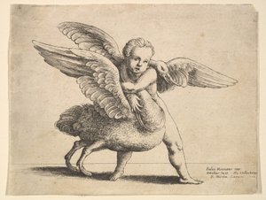 丘比特和天鹅，1652年。 作者 瓦茨劳斯·霍拉尔