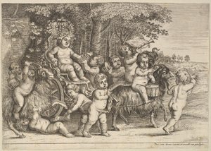 11个男孩和3只山羊，1625-77。 作者 瓦茨劳斯·霍拉尔