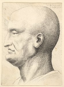 一位秃头男人的头像，左至1644-52。