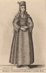 Mulier Generosa Graeca in Civitate Pera, 1644. 作者 瓦茨劳斯·霍拉尔
