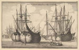 Mercantoriæ荷兰的船只，一般vlieten荷兰货轮或笛，1647。 作者 瓦茨劳斯·霍拉尔