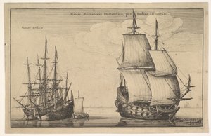 商船航行通过荷兰西印度群岛荷属东印度商船，1647。 作者 瓦茨劳斯·霍拉尔