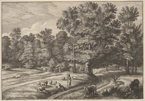 森林中的牧羊人，1648-50。 作者 瓦茨劳斯·霍拉尔