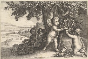 河神与男孩河，1625-77年。 作者 瓦茨劳斯·霍拉尔