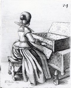 女人玩键盘，1635年 作者 瓦茨劳斯·霍拉尔