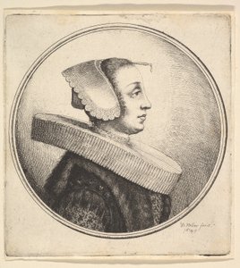 1645年，有环形圈，帽子和发夹的女人。