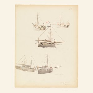 绘图，荷兰驳船，1887 年 8 月 20 日 作者 小惠特尼·沃伦
