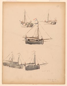 绘图，荷兰驳船，1887 年 8 月 20 日 作者 小惠特尼·沃伦
