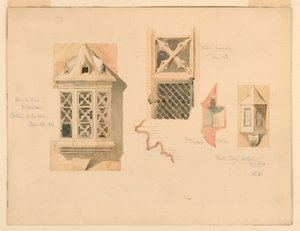 绘画，两个石灯笼的效果图，来自法国昂布瓦兹城堡，1888 年 6 月 14-15 日 作者 小惠特尼·沃伦