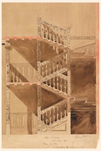 素描，巴黎克吕尼楼梯，1887 年 作者 小惠特尼·沃伦