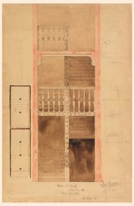 素描，巴黎克吕尼楼梯，1887 年 作者 小惠特尼·沃伦