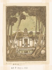 爪哇日惹附近的公墓 爪哇海勒公墓（原标题） 作者 Wijnand Otto Jan Nieuwenkamp（艺术家签名）