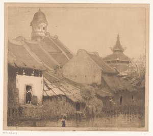 三宝垄的水上房屋 在甘榜，三宝垄（原标题） 作者 Wijnand Otto Jan Nieuwenkamp（艺术家签名）