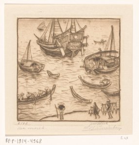 龙目岛东海岸海湾中的船只
出发，龙目岛（原标题） 作者 Wijnand Otto Jan Nieuwenkamp（艺术家签名）