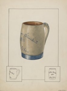 陶制啤酒杯，约1938年。
