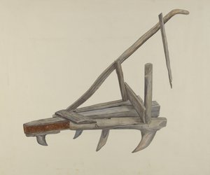 木质耙子或耕作机，约1937年。