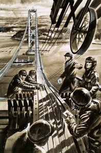 建造横跨福斯河的大桥（水粉画，纸本） 作者 威尔夫（20世纪）哈代