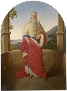 Bogdan Mandic, ou Frere Leopold dit Leopold de Castelnuovo - Saint Leopold devant le Danube et la montagne Leopoldsberg - 多瑙河景观前的圣利奥波德和背景中的利奥波德山，作者：威廉·奥古斯特 Rieder（1796-1880 年）。 布面油画