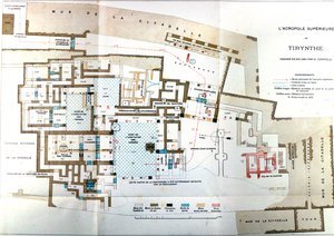 希腊蒂林斯古城地图，Heinrich Schliemann，巴黎 作者 威廉·多普菲尔德