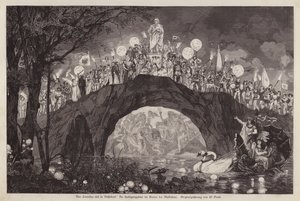 在德国杜塞尔多夫 Malkastenpark 庆祝艺术家 Peter von Cornelius 的节日（版画）