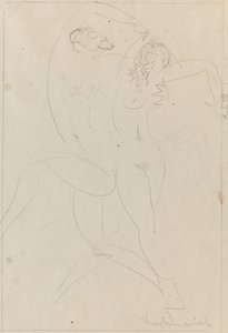 仙女与萨提尔，约 1915 年（纸上石墨） 作者 威廉·亨特·迪德里希