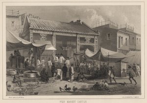 1855年，鱼市场广州 作者 威廉·约瑟夫·海涅