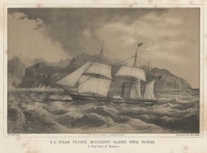 美国蒸汽护卫舰Mississippi通过Punta Tristao，1855年 作者 威廉·约瑟夫·海涅