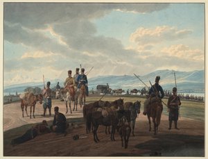 俄罗斯哥萨克人在行进中，1804年 作者 威廉·科贝尔·里特·冯