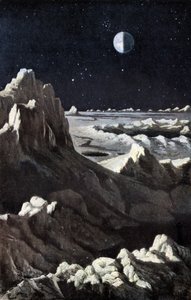 月球景观，约 1880 年（雕刻）