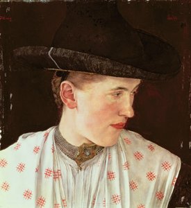 1880年农民女孩的头 作者 威廉·玛丽亚·胡贝图斯·莱布尔